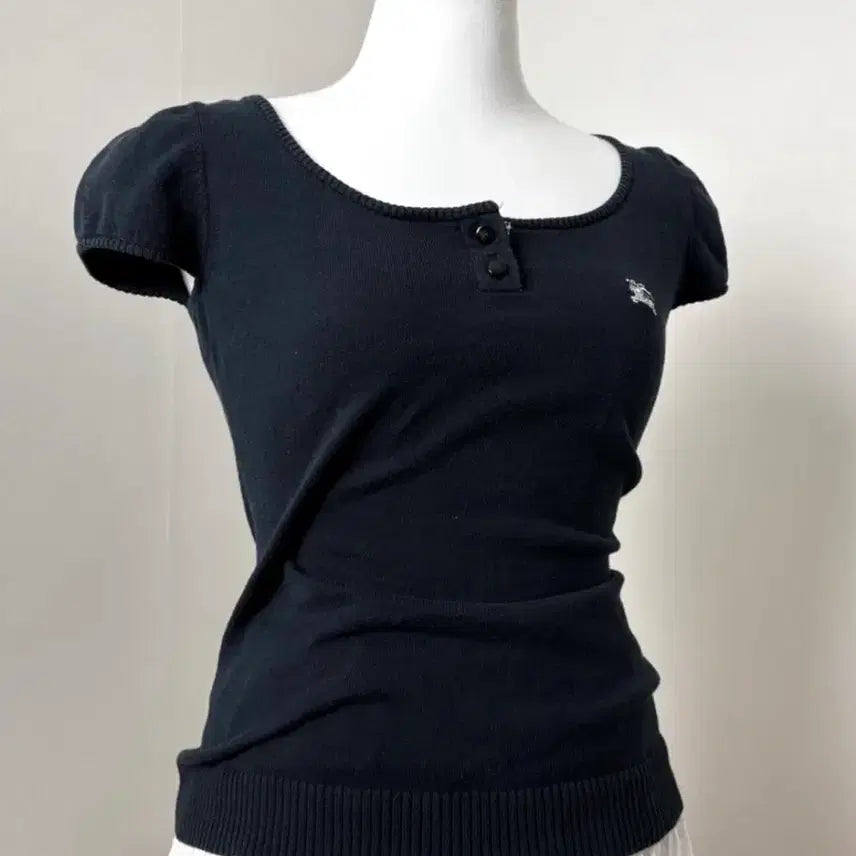 [BUNJANG] Burberry Blue Label Square Neck Short Sleeve Knit Top / 버버리 반팔