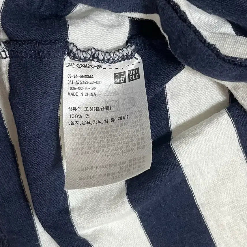[BUNJANG] Uniqlo Striped T-Shirt Navy M Oversized Fit / 유니클로 스트라이프 티셔츠 M와이드 네이비 오버핏