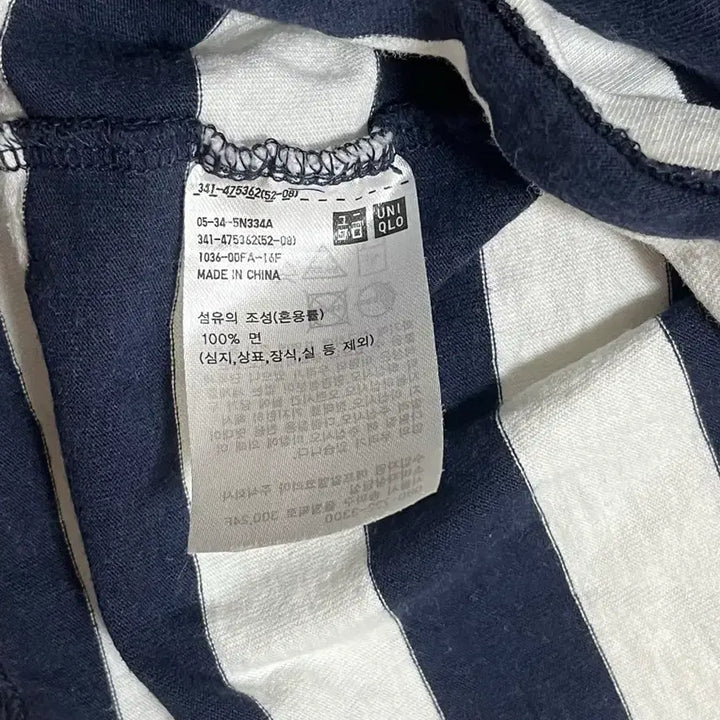 [BUNJANG] Uniqlo Striped T-Shirt Navy M Oversized Fit / 유니클로 스트라이프 티셔츠 M와이드 네이비 오버핏