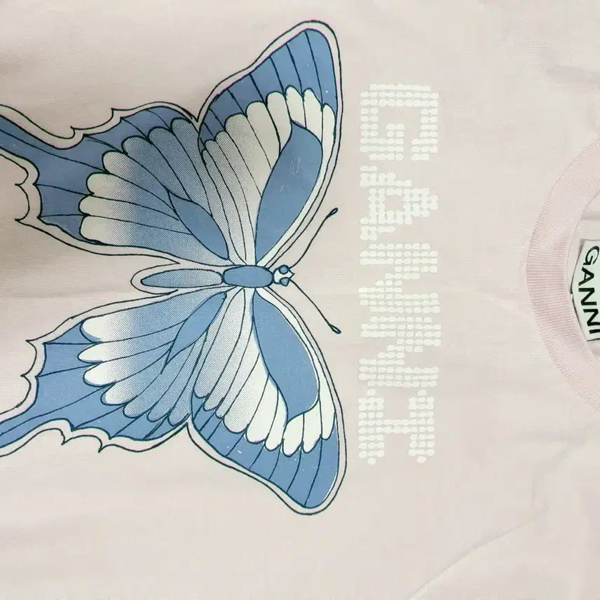 [BUNJANG] GANNI Butterfly T-Shirt Pink / 가니 GANNI 버터플라이 티셔츠 핑크