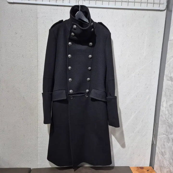 [BUNJANG] SYSTEM Black Double Button Long Coat / 시스템 블랙 더블 버튼 롱 코트