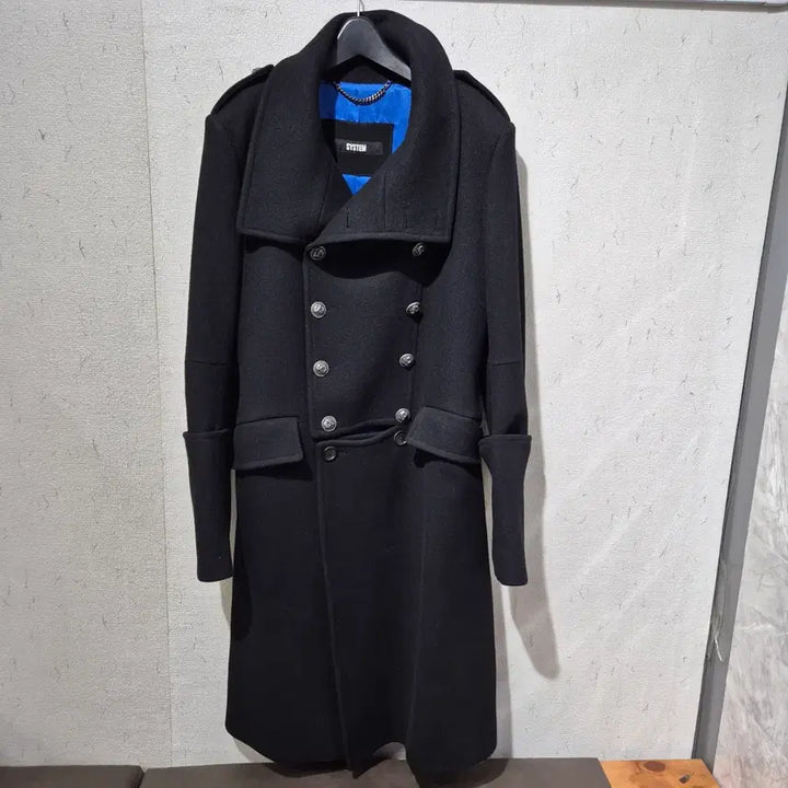 [BUNJANG] SYSTEM Black Double Button Long Coat / 시스템 블랙 더블 버튼 롱 코트