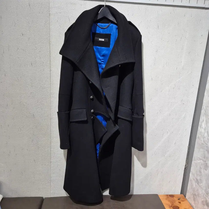 [BUNJANG] SYSTEM Black Double Button Long Coat / 시스템 블랙 더블 버튼 롱 코트