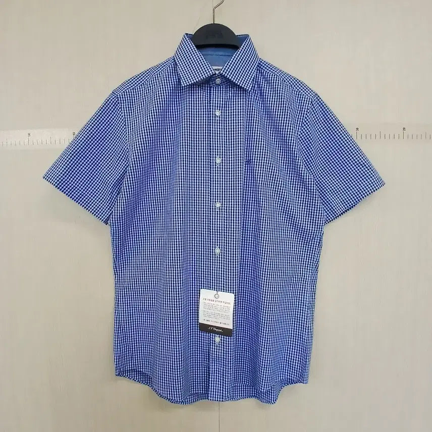 [BUNJANG] Dupont Blue Gingham Check Short Sleeve Shirt / 듀퐁 블루 깅엄체크 반팔 셔츠