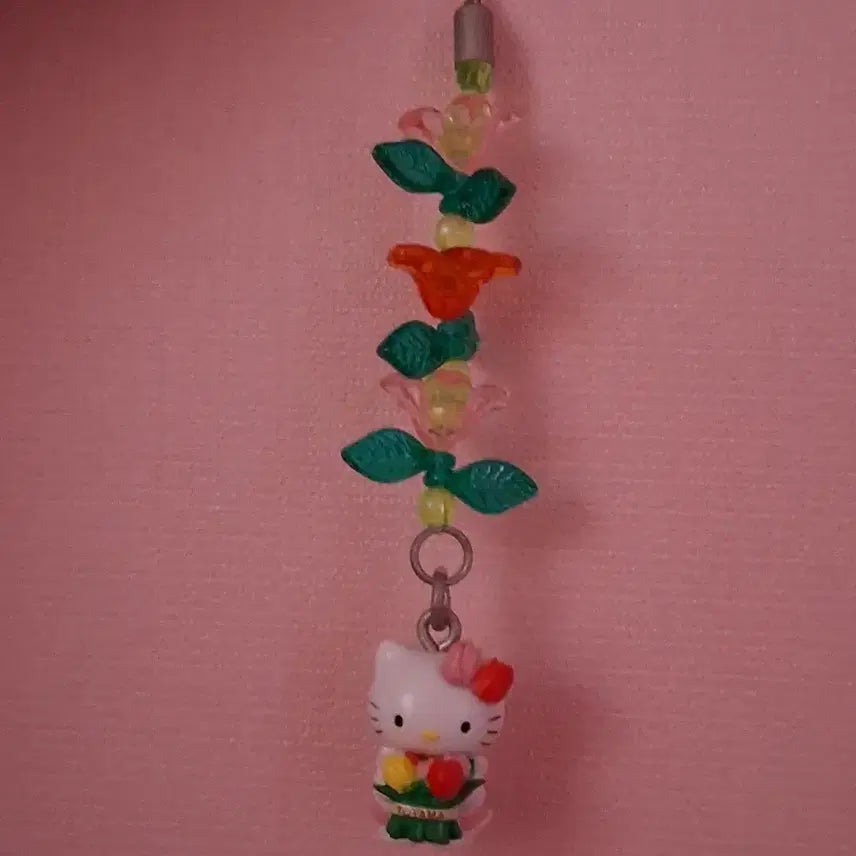 [BUNJANG] Sanrio Vintage Hello Kitty Tulip Bead Strap Charm / 도야마 지역한정 튤립 비즈형 키티스트랩 산리오 고전 헬로키티 키링