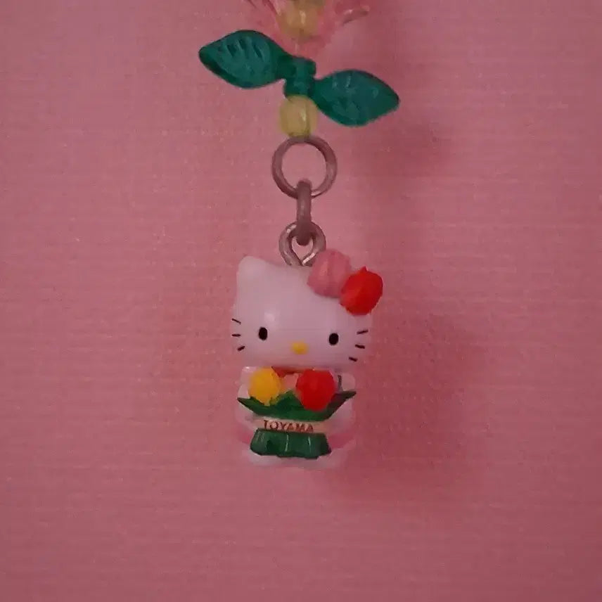 [BUNJANG] Sanrio Vintage Hello Kitty Tulip Bead Strap Charm / 도야마 지역한정 튤립 비즈형 키티스트랩 산리오 고전 헬로키티 키링