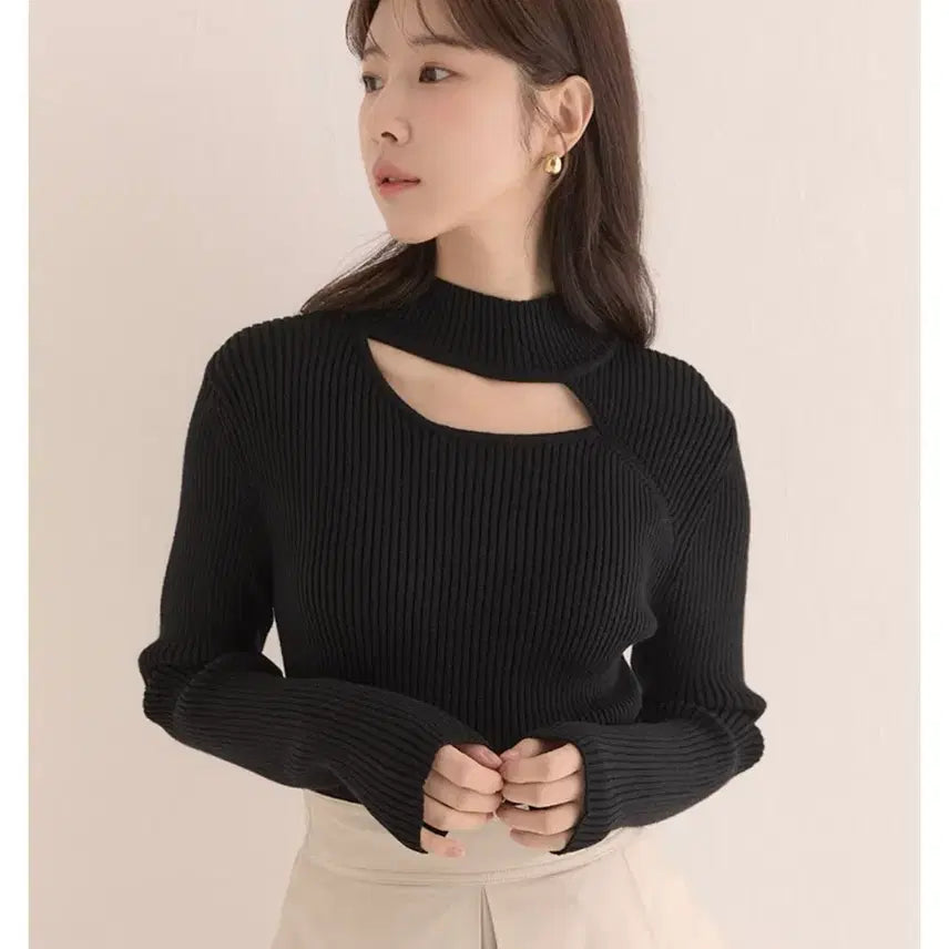 [BUNJANG] Roem Ribbed Choker Knit / 로엠 골지 초커 니트