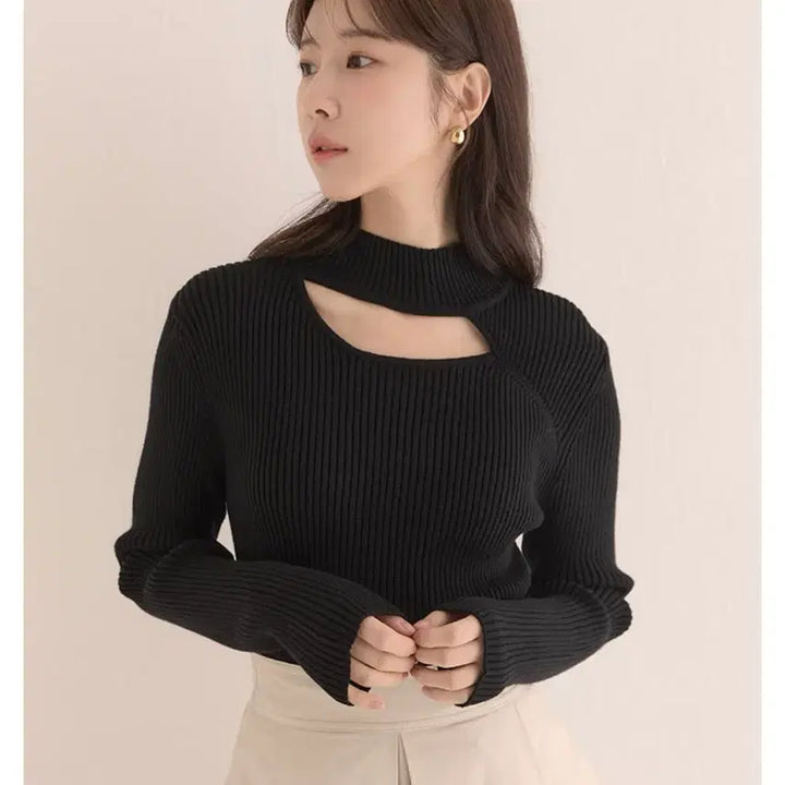 [BUNJANG] Roem Ribbed Choker Knit / 로엠 골지 초커 니트