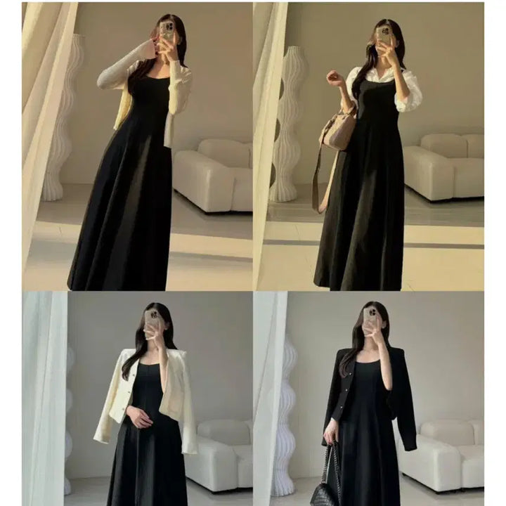 [BUNJANG] Black Long Flare Dress / 블랙 롱 플레어 원피스