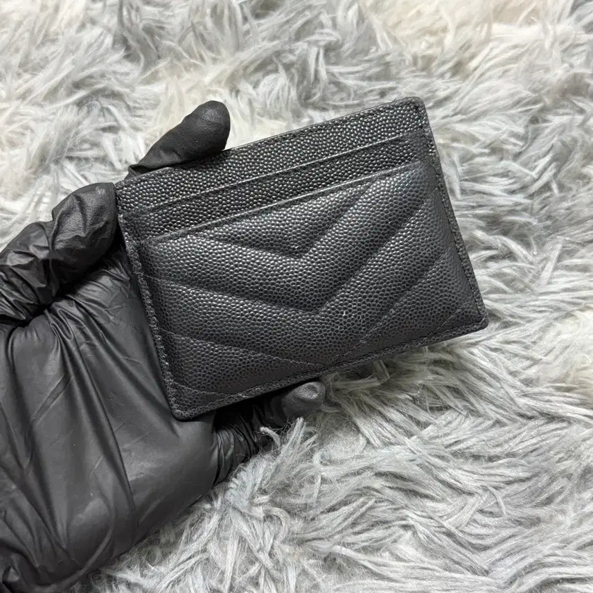 [BUNJANG] Saint Laurent Matelassé Monogram Card Holder Black Gold / 생로랑 마틀라세 금장 카드지갑