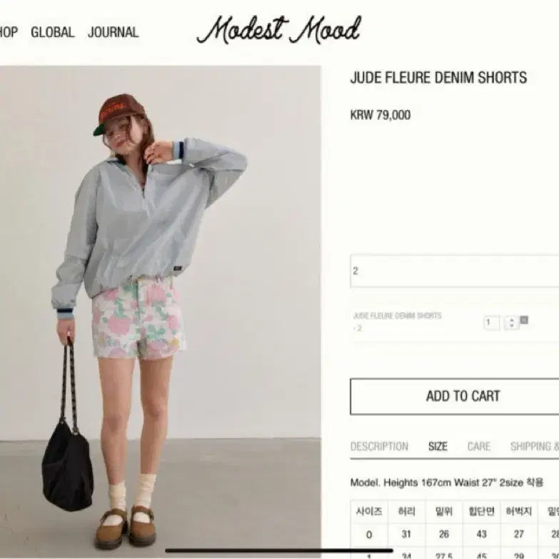 [BUNJANG] Modestmood Floral Denim Shorts Size 2 / 모데스트무드 플로럴 데님쇼츠 2사이즈