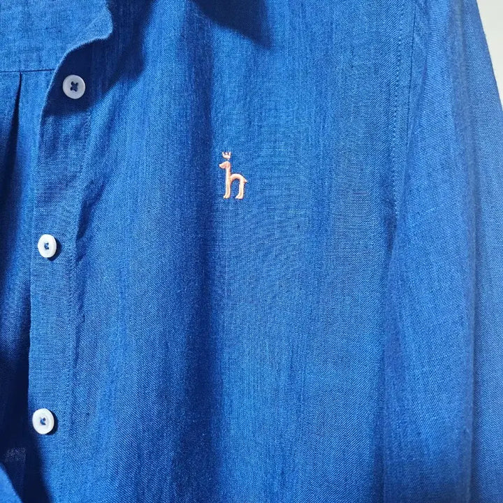 [BUNJANG] Hazzys Blue Linen Shirt / 해지스 블루 린넨  셔츠