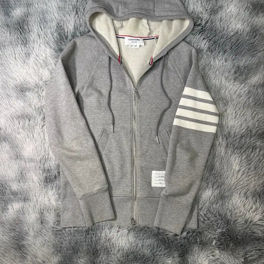 [BUNJANG] Thom Browne Diagonal Stripe Hoodie Zip-up Gray Size 1 / [1, S급] 톰브라운 사선 후드집업 그레이