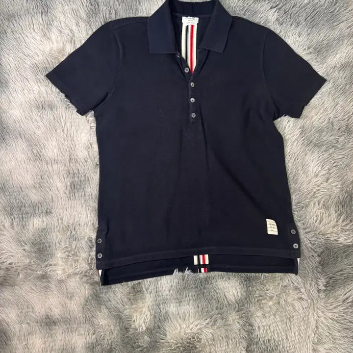[BUNJANG] Thom Browne Back Tricolor Stripe Short Sleeve Polo Shirt Navy Size 0 / [0, S급] 톰브라운 백삼선 카라티 네이비
