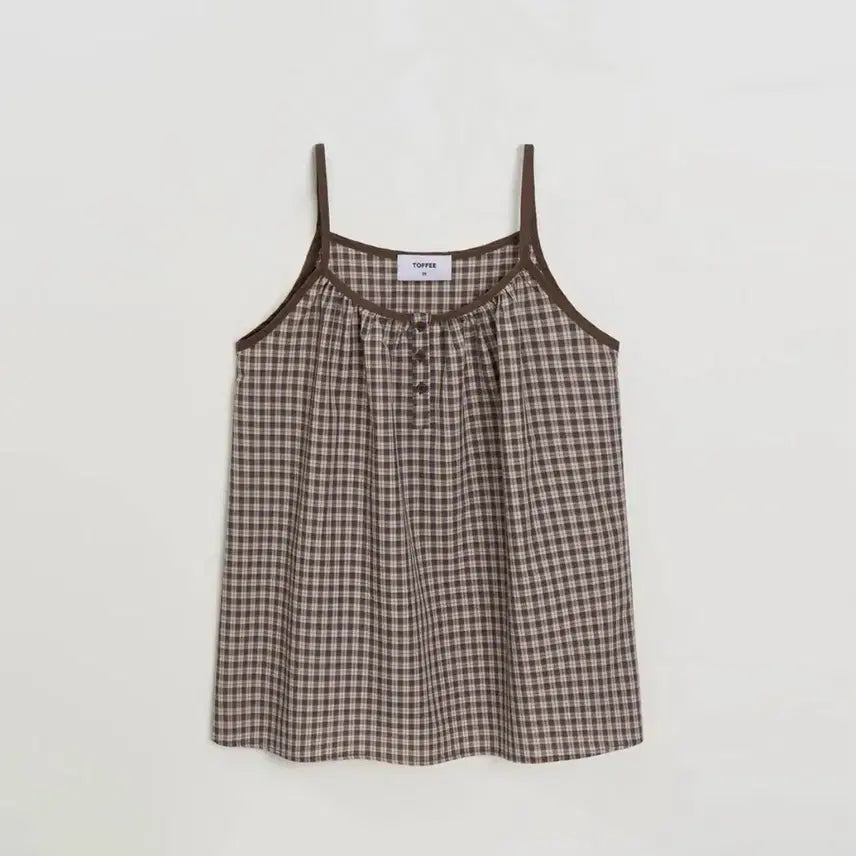 [BUNJANG] TOPIWOMAN Vintage Check Sleeveless (Brown) / 토피우먼 빈티지 체크 슬리브리스 (BROWN)