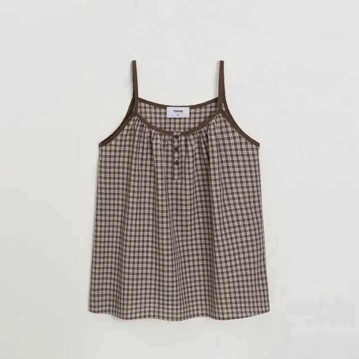 [BUNJANG] TOPIWOMAN Vintage Check Sleeveless (Brown) / 토피우먼 빈티지 체크 슬리브리스 (BROWN)