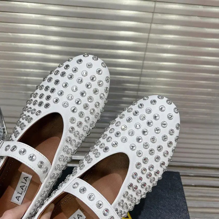 [BUNJANG] Alaïa White Cut-Out Ballerina Flats / 알라이아 크리스탈 화이트 발레리나 플랫