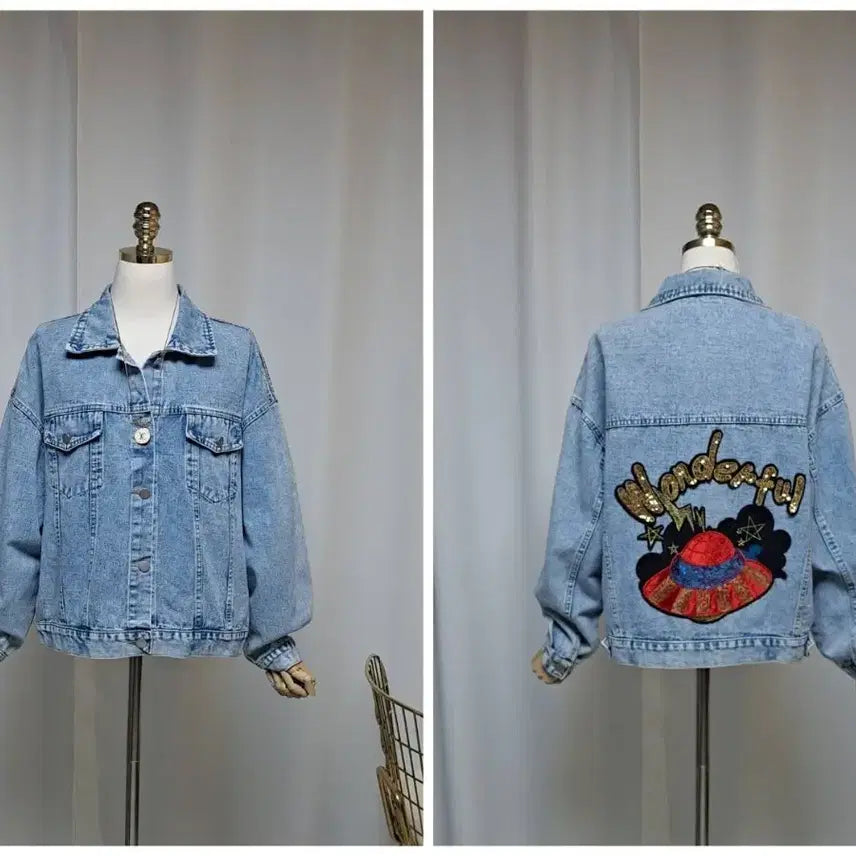 [BUNJANG] Stangle Patch Oversized Denim Jacket / 스탱글패치 오버핏 데님자켓 새상품(77까지)