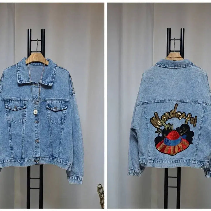 [BUNJANG] Stangle Patch Oversized Denim Jacket / 스탱글패치 오버핏 데님자켓 새상품(77까지)