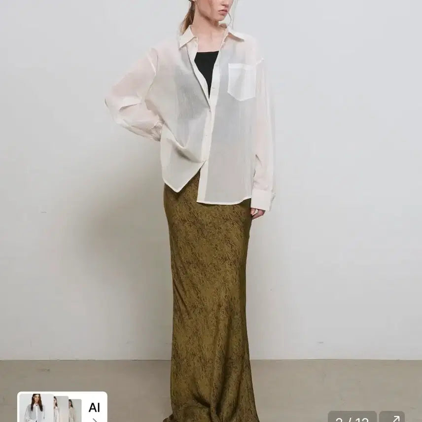 [BUNJANG] General Idea Summer Wrinkle Sheer Shirt Ivory / 제너럴아이디어 썸머 링클 시어 셔츠 아이보리
