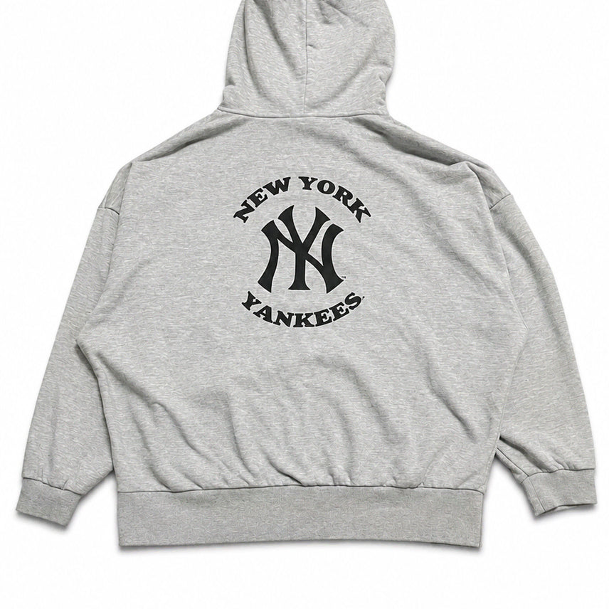 [BUNJANG] MLB New York Yankees Gray Oversized Hoodie Zip-up Jacket / JPN 일본 빈티지 캐주얼 MLB 뉴욕양키스 그레이 오버핏 후드집업