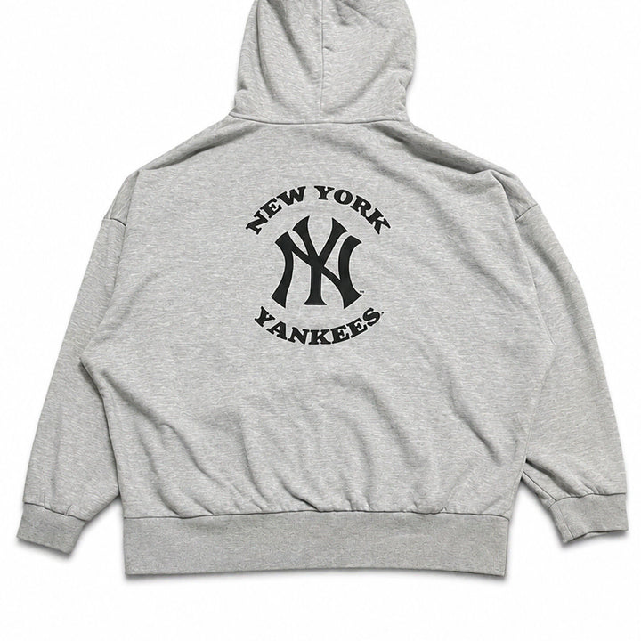 [BUNJANG] MLB New York Yankees Gray Oversized Hoodie Zip-up Jacket / JPN 일본 빈티지 캐주얼 MLB 뉴욕양키스 그레이 오버핏 후드집업