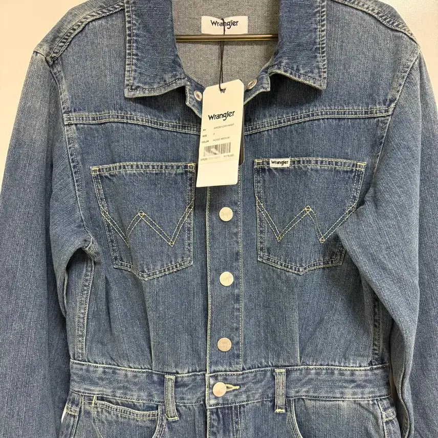 [BUNJANG] Wrangler Long Denim Overalls Dress / 랭글러(Wrangler) 카라 롱 데님 오버롤원피스free