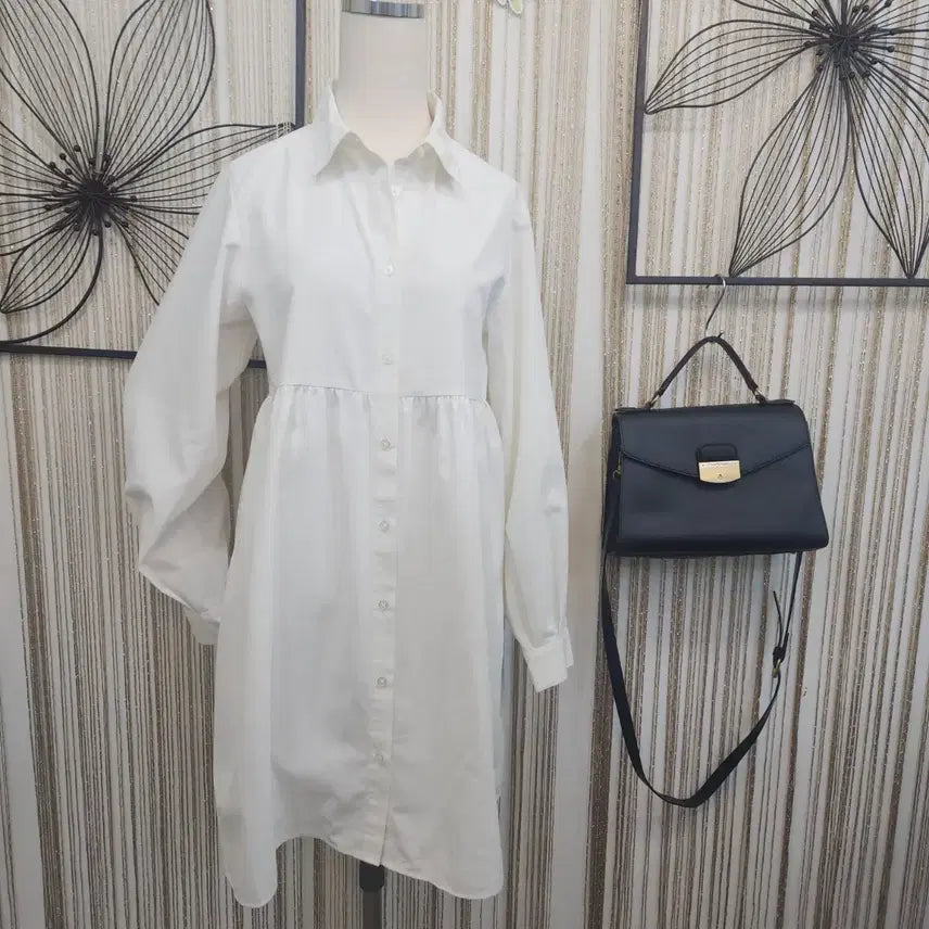 [BUNJANG] White Lovely Shirt Long Dress / 화이트 러브리 셔츠 롱 원피스