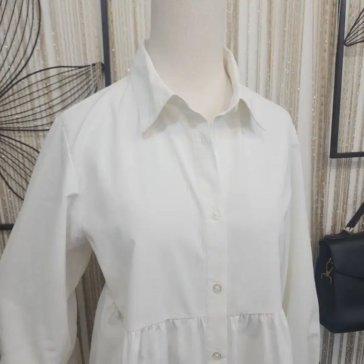 [BUNJANG] White Lovely Shirt Long Dress / 화이트 러브리 셔츠 롱 원피스