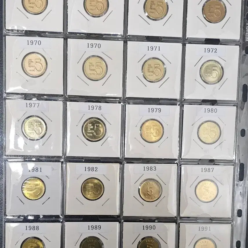 [BUNJANG] Collection of Korean 5 Won Coins by Year (1966-1991) / 수집용 한국 5원 동전 연도별 모음