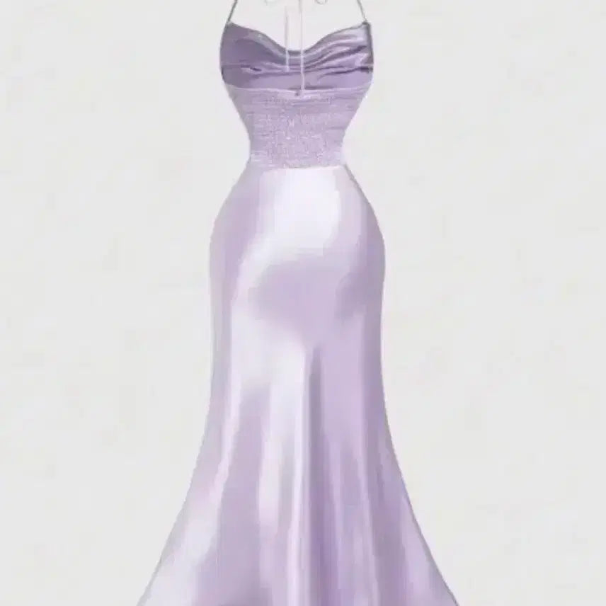 [BUNJANG] Lavender Halterneck Long Slip Dress - Size S / 라벤더 홀터넥 롱 슬립 원피스 S