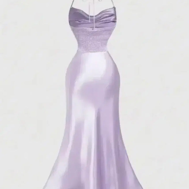 [BUNJANG] Lavender Halterneck Long Slip Dress - Size S / 라벤더 홀터넥 롱 슬립 원피스 S