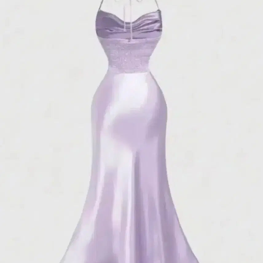[BUNJANG] Lavender Halterneck Long Slip Dress - Size S / 라벤더 홀터넥 롱 슬립 원피스 S