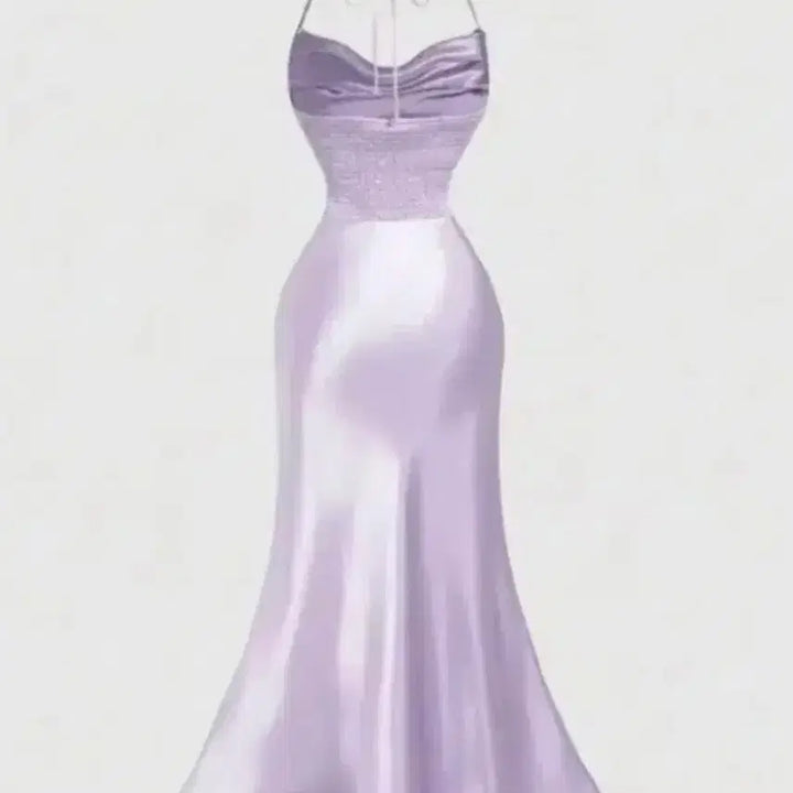 [BUNJANG] Lavender Halterneck Long Slip Dress - Size S / 라벤더 홀터넥 롱 슬립 원피스 S