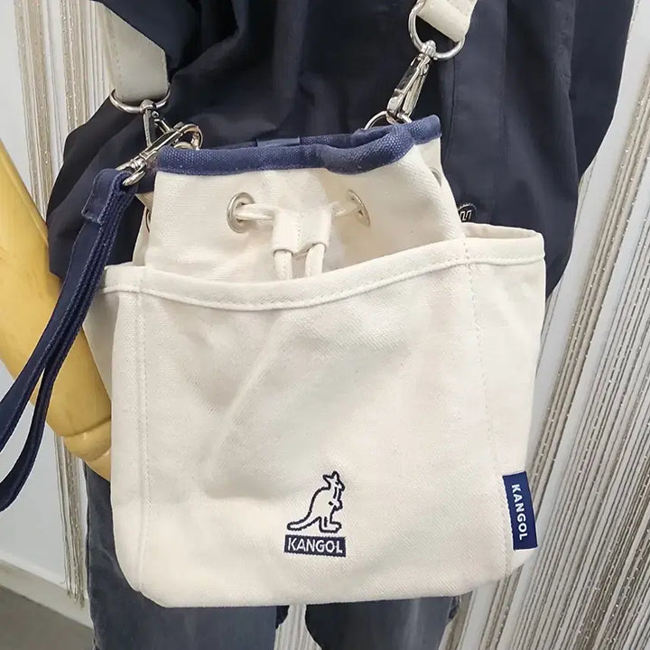[BUNJANG] Kangol Canvas Bucket Bag Ivory Tote Bag / 캉골 캔버스 버킷백 아이보리 토트백
