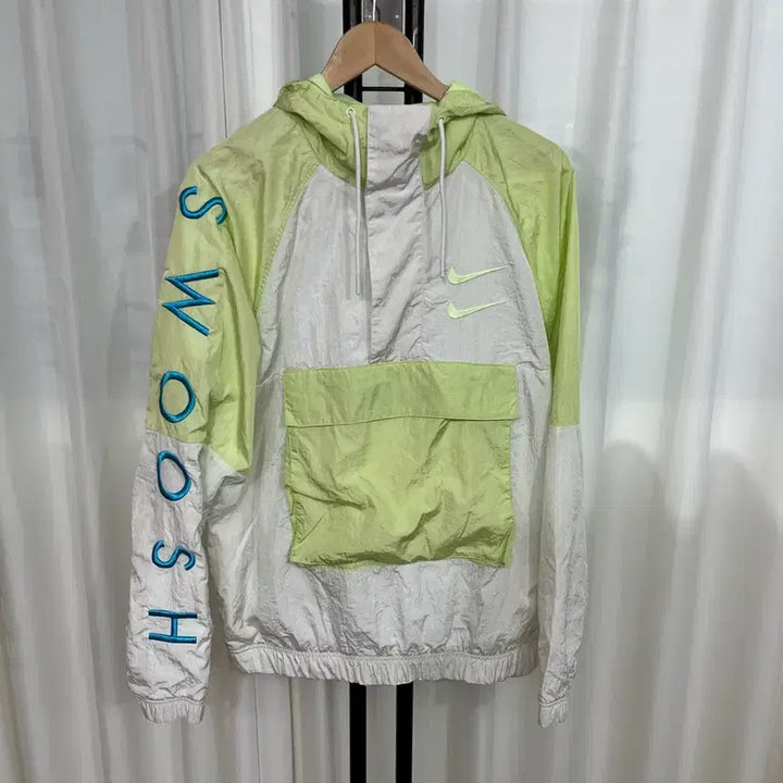 [BUNJANG] Nike Double Swoosh Anorak Windbreaker Lime L / 나이키 더블 스우시 아노락 바람막이 라임 L 오버핏