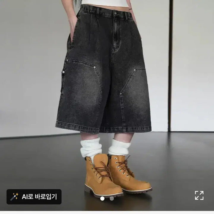 [BUNJANG] Avely Washed Denim Bermuda Shorts / 에이블리 워싱 데님 버뮤다 팬츠