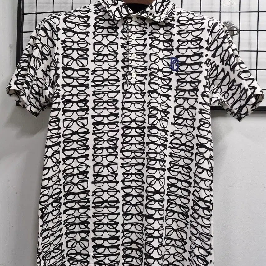 [BUNJANG] Pearly Gates Eyewear Pattern Collar Short Sleeve T-Shirt Size 100L / 100L 파리게이츠 안경 패턴 카라 반팔티.