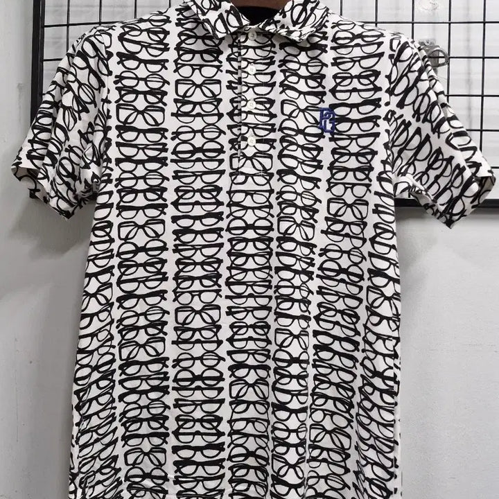 [BUNJANG] Pearly Gates Eyewear Pattern Collar Short Sleeve T-Shirt Size 100L / 100L 파리게이츠 안경 패턴 카라 반팔티.