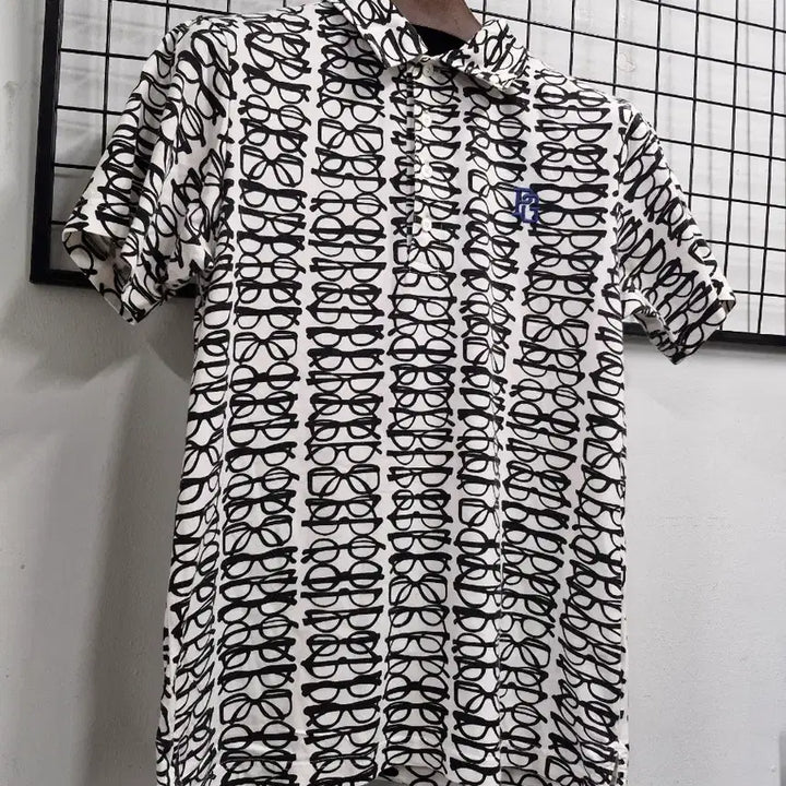 [BUNJANG] Pearly Gates Eyewear Pattern Collar Short Sleeve T-Shirt Size 100L / 100L 파리게이츠 안경 패턴 카라 반팔티.