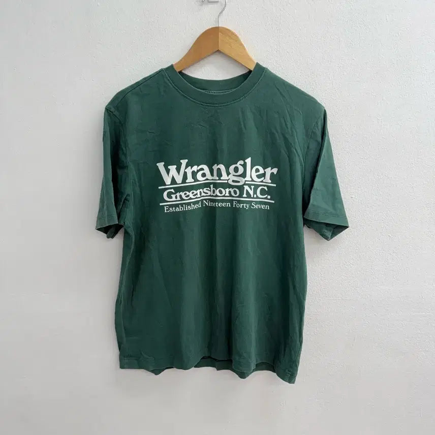 [BUNJANG] Wrangler Green Lettering Short Sleeve T-Shirt L / 랭글러 그린 레터링 반팔 티셔츠 L