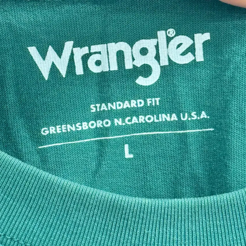 [BUNJANG] Wrangler Green Lettering Short Sleeve T-Shirt L / 랭글러 그린 레터링 반팔 티셔츠 L