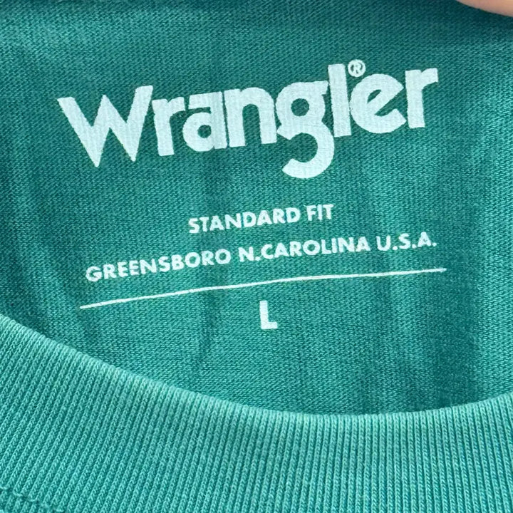 [BUNJANG] Wrangler Green Lettering Short Sleeve T-Shirt L / 랭글러 그린 레터링 반팔 티셔츠 L