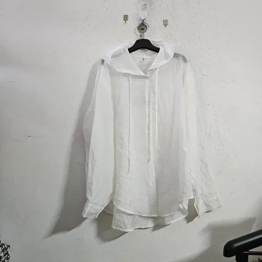 [BUNJANG] White Hooded Shirt / 화이트 후드 셔츠 남방