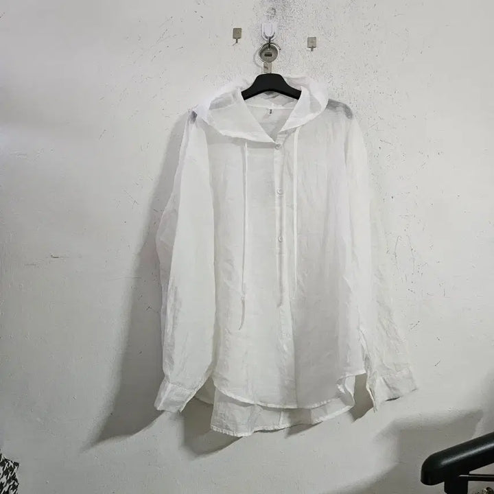 [BUNJANG] White Hooded Shirt / 화이트 후드 셔츠 남방