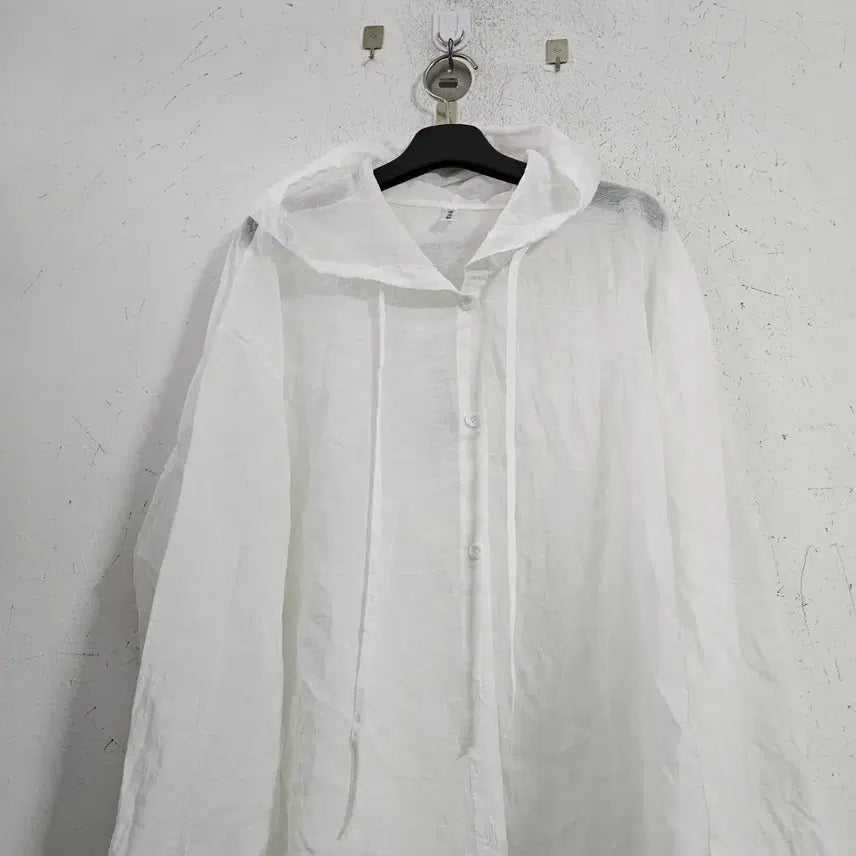 [BUNJANG] White Hooded Shirt / 화이트 후드 셔츠 남방