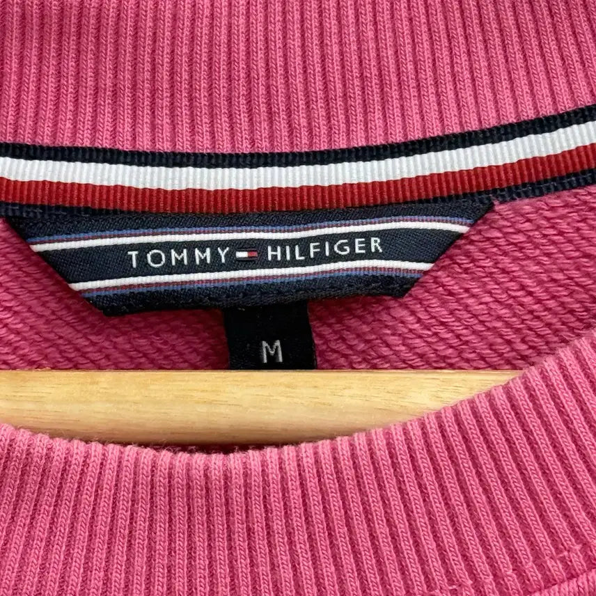 [BUNJANG] Tommy Hilfiger Pink Logo Sweatshirt M / 타미힐피거 밑단 핑크 로고 맨투맨 M
