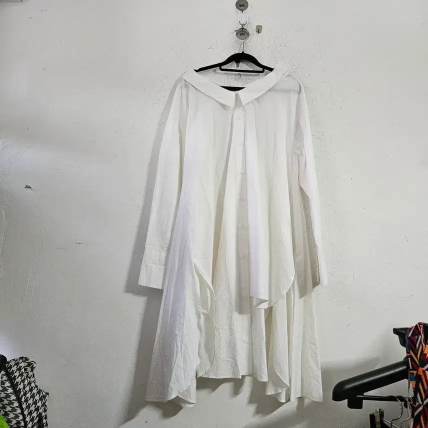 [BUNJANG] White Long Shirt Dress / 화이트 셔츠 롱 원피스 스타일