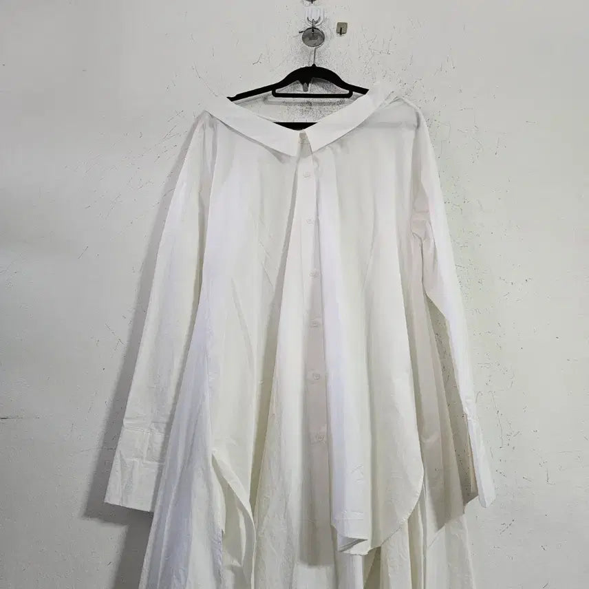 [BUNJANG] White Long Shirt Dress / 화이트 셔츠 롱 원피스 스타일