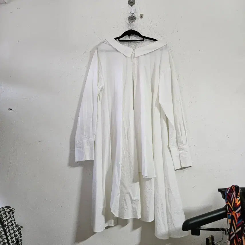 [BUNJANG] White Long Shirt Dress / 화이트 셔츠 롱 원피스 스타일